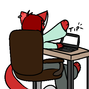 A cartoon cat tapping away at his laptop. It's me!